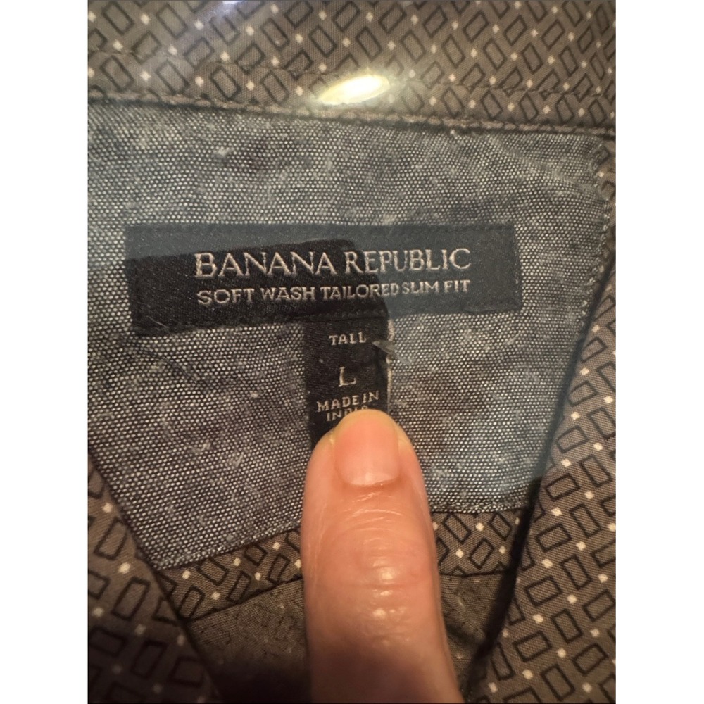 Banana Republic Men's Brown Micro-Pattern Dress Shirt. L. Tall. - Picture 4 of 5